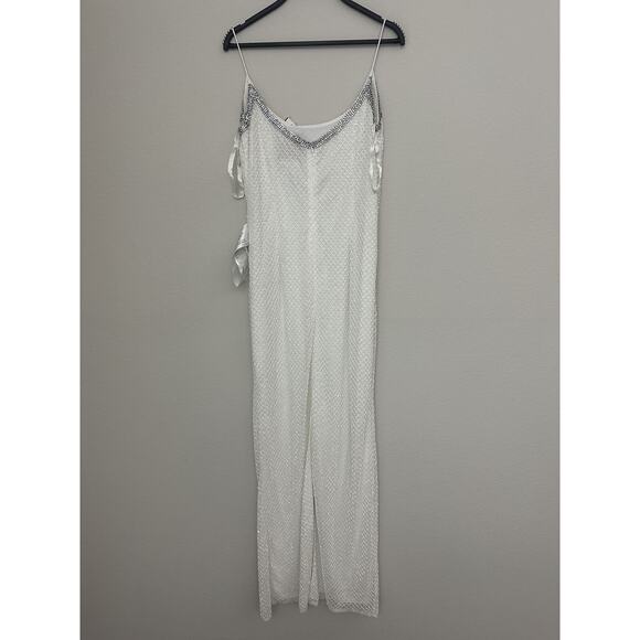New MacDuggal White Beaded Sleeveless Textured 93551 WHT Dress Size 8 - Picture 8 of 12